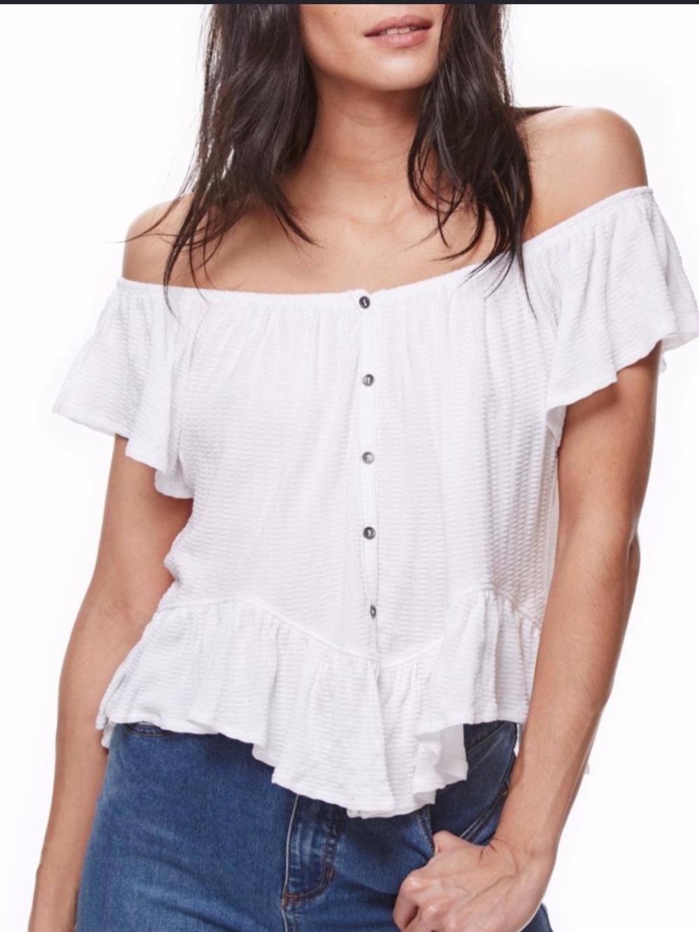 Free People Mint Julep White Tee